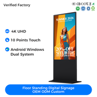 Soporte Vertical para Suelo, Pantalla Digital de 43, 40, 49, 50, 55 Pulgadas, Kiosco, Tótem, Reproductor de Publicidad Android