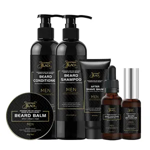 Custom Logo Mannen Baard Groei Set En Baard Grooming Kit Private Label Shampoo En Conditioner
