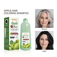 Pewarna Rambut Alami Apple Hitam Coklat Tua Bebas Amonia 400ml Sampo Permanen untuk Pria Wanita Bersertifikat GMP & ISO 22716