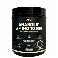 Complément alimentaire OEM Anabolic Amino 10000 comprimés, 360 unités, mélange de peptides EAA BCAA, soutient la masse musculaire, la force et la forme physique