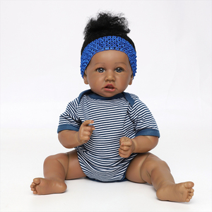 Muñeca de vinilo artificial de Navidad al por mayor, molde de 22 pulgadas, muñeca realista africana negra reborn en venta - Product Image 6