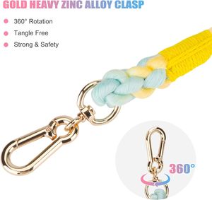 Nuovo guinzaglio per cani in tessuto di colore Macaron 5 piedi e 5 piedi con manico in pelle - Product Image 4