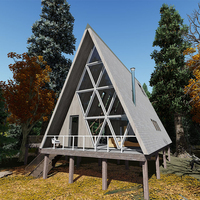 Maison Préfabriquée en Acier Léger à Toit Triangulaire en Bois, Conception Économique Gratuite, Idéale pour Villages de Vacances en Forêt, Montage Facile