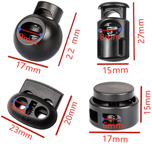<strong>Supplier</strong> Black Plastic Two Holes Cord <strong>Lock</strong> <strong>Draw</strong> Cord <strong>Stopper</strong> Spring Leather Cord <strong>Stopper</strong> - Product Image 3