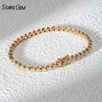 Bracelet classique pour femme Starsgem en or massif 14 carats, 12,5-22g, 4,2ct-5,6 carats, diamant brillant de 3,1 mm, cultivé en laboratoire, couleur E