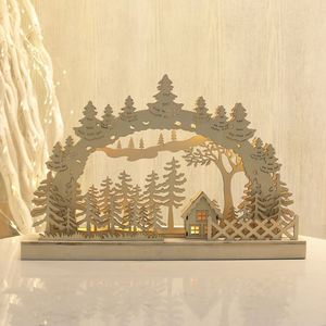 Warm White Battery Powered Eco-friendly Wooden LED <b>Tree</b> <b>Light</b> Candle Bridge Christmas Room Table Decoration - Product Image 1