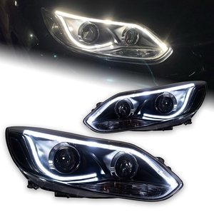 Assemblage Facile pour Phares <span class=keywords><strong>Ford</strong></span> <span class=keywords><strong>Focus</strong></span> 3 2012-2014, Ensemble de Phares à LED, Lentille de Projecteur, Feux de Jour, Clignotants Séquentiels - Product Image 1