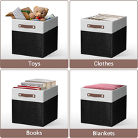 Bacs de rangement pliables en tissu de 13 pouces avec poignées en cuir végétalien Paniers de rangement en cube robustes pour étagères, placard, pépinière