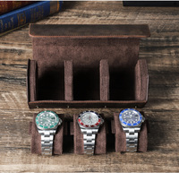 Boîte de rangement de montre hexagonale en cuir de vachette Crazy Horse Vintage faite à la main boîte-cadeau résistante à l'eau de trois paquets