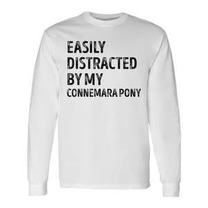 T-shirt à manches longues unisexe pour adulte, col rond, motif cheval de Connemara, évasion tranquille, style campagnard - Product Image 1