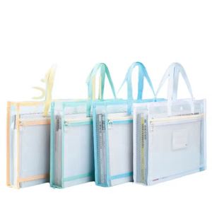 Custom School A4 Plastic Folder <b>File</b> <b>Storage</b> Bag With Mesh Zipper Pouch Transparent Document Organizer - Product Image 1
