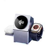 Chargeur sans fil rotatif trois-en-un avec charge rapide et charge magnétique pour montre et téléphone (modèle S8B)