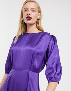 <span class=keywords><strong>Abiti</strong></span> viola KY <span class=keywords><strong>da</strong></span> donna eleganti <span class=keywords><strong>da</strong></span> festa in seta a collo alto con mezza manica abbottonata dietro abito <span class=keywords><strong>da</strong></span> tè Midi - Product Image 4