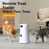 Cámara Inteligente para Mascotas con Dispensador de Comida, Rotación de 360 Grados, Visión Nocturna HD 1080P, Lanzador Automático de Golosinas para Perros, Monitor, Juguetes Interactivos