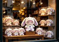 Porte-clés personnalisé en peluche lapin avec capuche pour fille, poupée en peluche sur mesure, conception OEM/ODM pour cadeau, jouet en peluche personnalisé