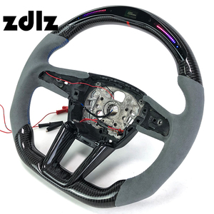 Volant personnalisé en cuir suédé gris avec LED et fibre de carbone pour <span class=keywords><strong>Audi</strong></span> A6 A3 A4 A5 A7 C7 C8 Q5 Q7 Q3 RS3 RS4 RS8 2021 <span class=keywords><strong>2022</strong></span> - Product Image 3