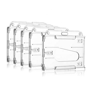 Dọc Và Ngang Cứng Nhắc Id Chủ Huy Hiệu Thẻ Nhựa Cứng PS Chất Liệu 2 Khe Cắm Thẻ Pha Lê Rõ Ràng Trong Suốt - Product Image 6