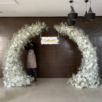 Guirlande décorative pour table de gâteau, arrangement floral pour mariage, centre de table artificiel avec roses et gypsophile, anneau de fleurs