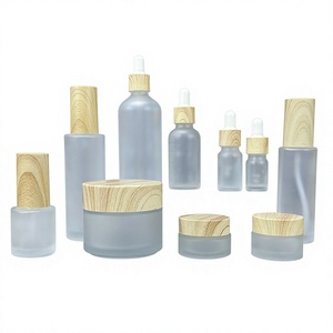 Best Seller Luxury Glass Cream Jar with Bamboo Lid Essential Oil Bamboo Glass <b>Dropper</b> <b>Bottle</b> Cream Jar Set - Product Image 6
