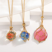 Collier porte-pierre en cristal réglable, pendentif vide pour cristaux, chaîne avec cage en acier inoxydable pour la création de bijoux DIY