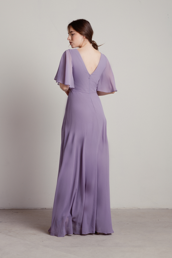 King Young Summer Chiffon Plain Mauve Maxi Dress for Women