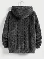 Logo personnalisé ample fourrure hommes sweat à capuche tricoté sweat à capuche avec cordon de serrage avec poche fermeture éclair veste automne hiver sweat-shirt