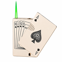 Briquet torche à jet de butane rechargeable coupe-vent avec motif carte de poker