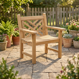 Fauteuil de jardin moderne en teck, design Saber Leg confortable, durable, imperméable et écologique, mobilier de patio pour balcon - Product Image 2