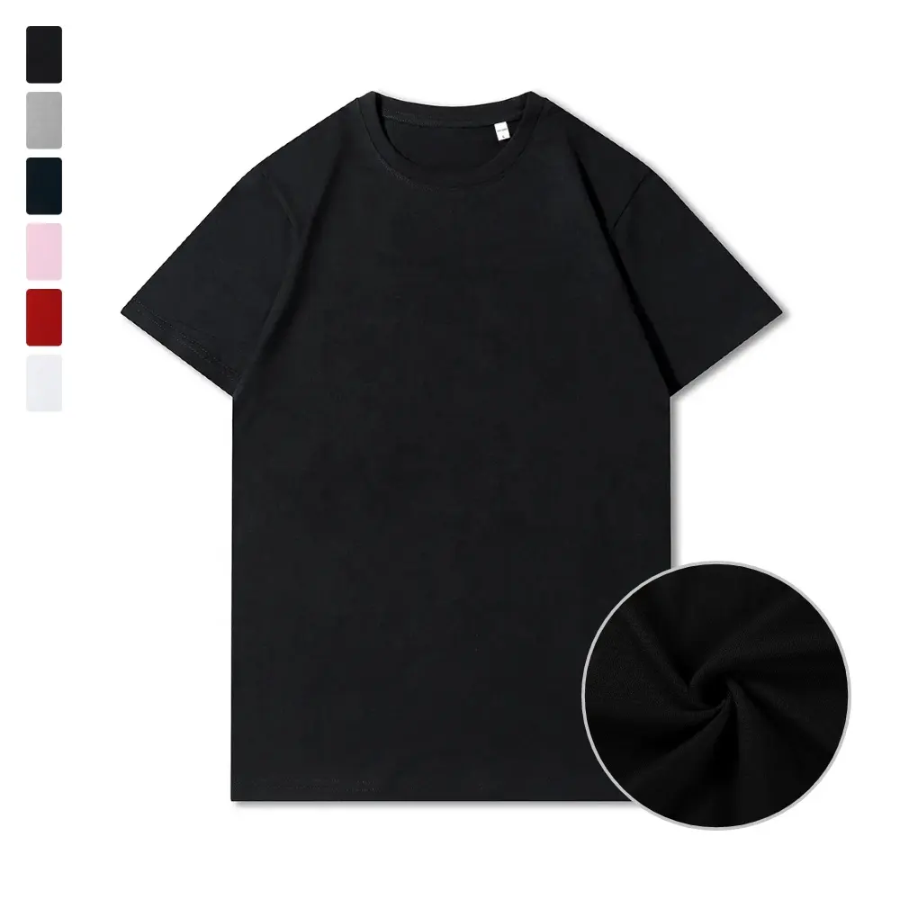 Diseño en blanco Camiseta informal personalizada para hombre con impresión de logotipo o bordado Bajo MOQ O-cuello Tejido de punto al por mayor