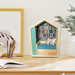 <b>Mini</b> Bookshelf Study Room <b>Desk</b> Decor With 200 Miniature Books For Decompression Back To School Office Accessory - Product Image 1