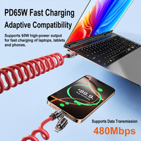 Câble de charge de voiture enroulable 4-en-1 240W, cordon de synchronisation de données Carplay extensible pour iPhone, Android, Type-C Smartphone