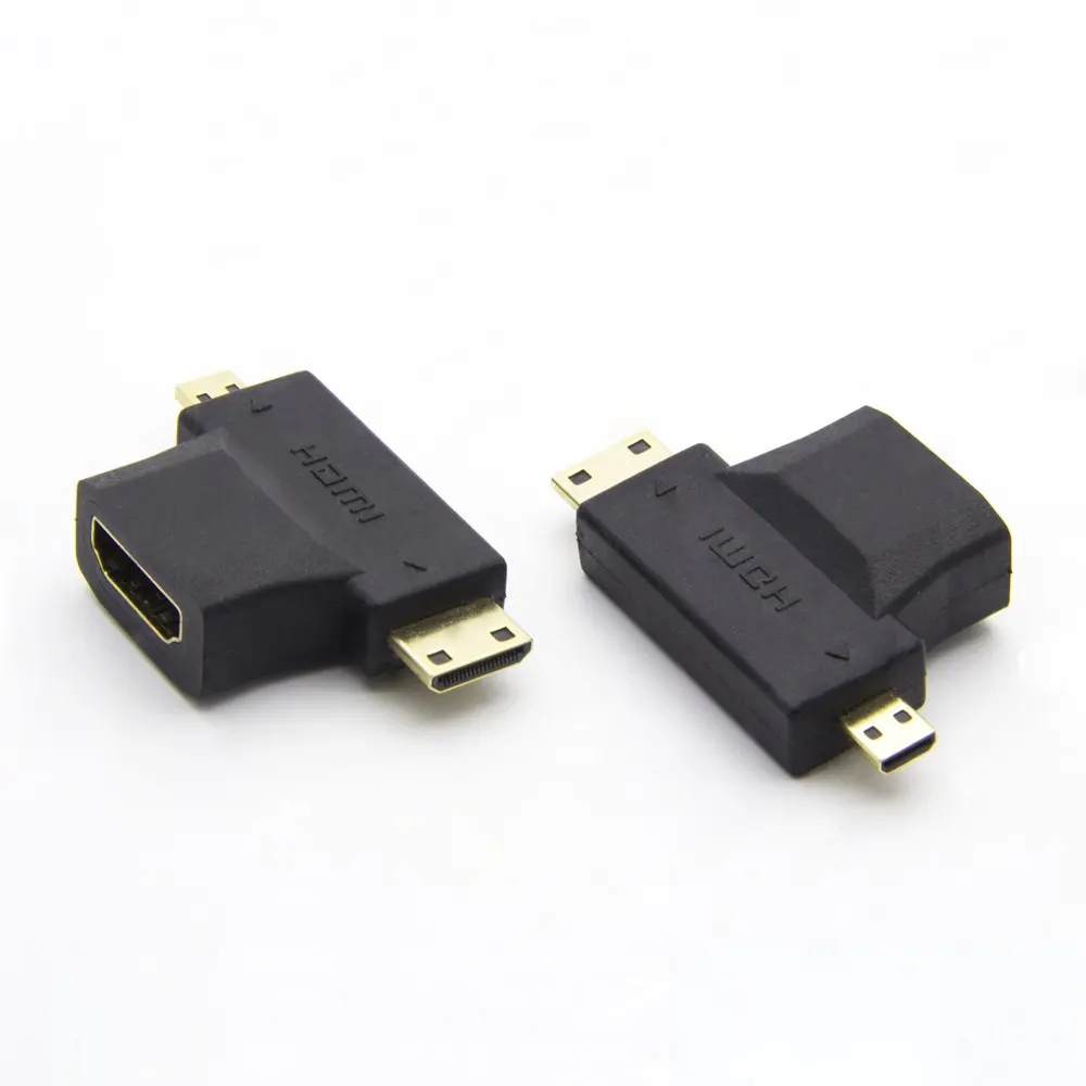 Bộ Chuyển Đổi PRO-AV HDMI Nữ Sang Mini Micro HDMI Nam V1.4 90 Độ 2 Trong 1 Bộ Chuyển Đổi Mạ Vàng Từ Nữ Sang Nam