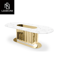 Table à manger moderne de luxe italienne, ensemble de table à manger en marbre pour 8 personnes, table à manger rectangulaire sur mesure fabriquée en usine