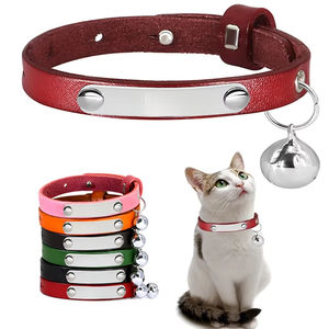 Collar personalizado de cuero ajustable para mascotas, Collar personalizado para cachorros, gatitos, nombre, accesorios antipérdida - Product Image 1