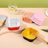 Moule à Cupcakes Barquette de Cuisson 300 ml 10 oz Carrée, Conteneurs en Feuille d'Aluminium pour Pain, Mini Moules à Pain Jetables en Aluminium avec Couvercle en Plastique