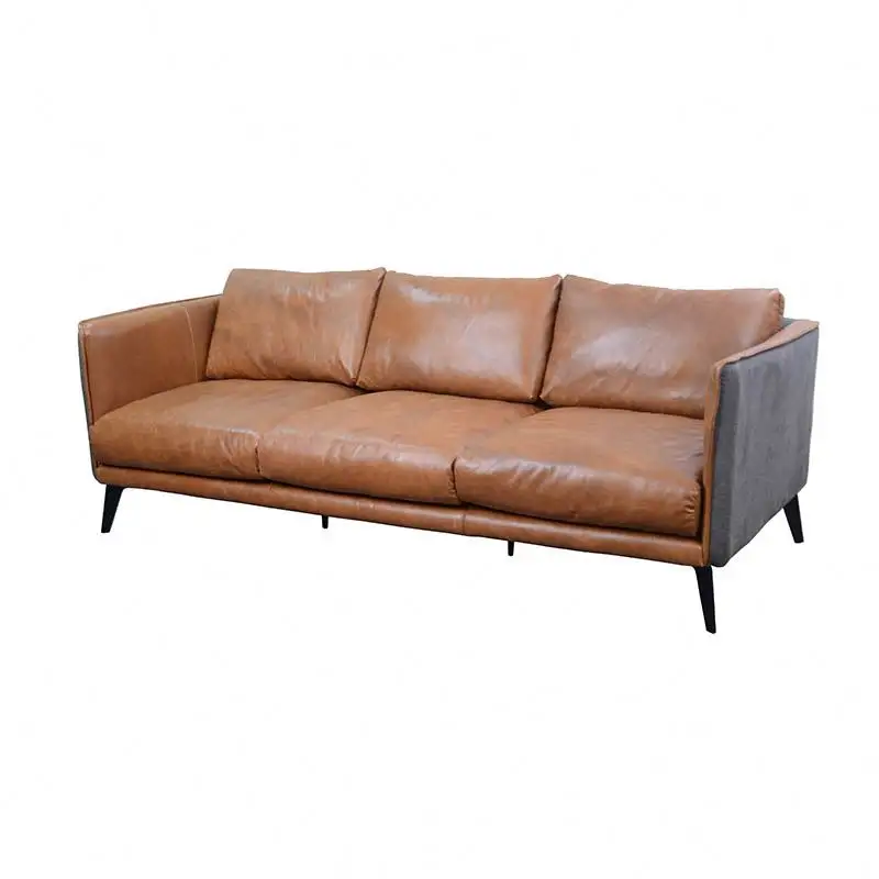 Leren Gestoffeerde Mid-Century Chaise Lounge Sofa Gezellige Bank