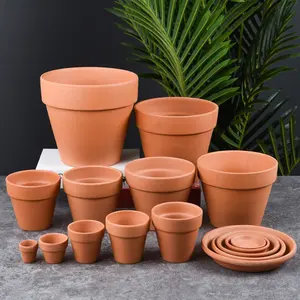 Vasos de flores de plástico para jardim, clássico, plantador interno de terracota