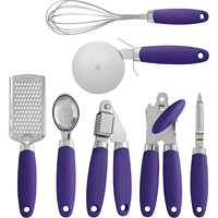 Ensemble de 7 ustensiles de cuisine antiadhésifs en acier inoxydable avec poignées en silicone colorées pour la pâtisserie