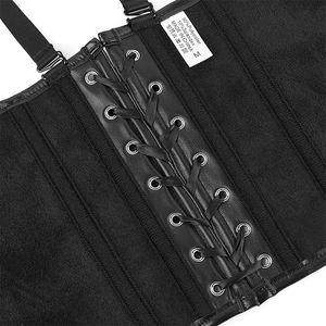 Hot <strong>Sale</strong> Plus Size <strong>Black</strong> Busk <strong>Leather</strong> Corset Top Straps Bustier Plus Size Corsets Underbust for <strong>Women</strong> - Product Image 4