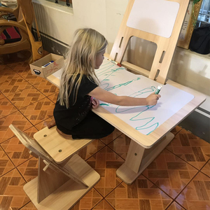 Tranh Gỗ Dán Cho Trẻ Mẫu Giáo Bàn Học Đa Năng Sáng Tạo Cho Trẻ Bộ Bàn Và Ghế Viết Cho Trẻ Em Graffiti Vui Nhộn - Product Image 2