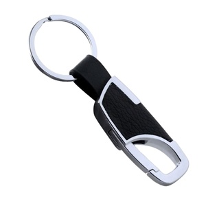 Porte-clés en métal durable, élégant et classique, écologique, avec mousqueton en cuir suédé, logo personnalisé, motif circulaire, nouvelle mode - Product Image 1