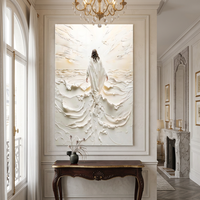 Peinture religieuse de Jésus faite à la main sur toile, art spirituel moderne texturé, cadeau chrétien pour la décoration de la maison ou de l'église