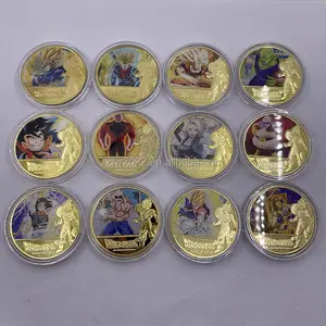 많은 스타일 12pcs 동전 세트 일본 애니메이션 기념품 컬렉션 24k 금도금 동전