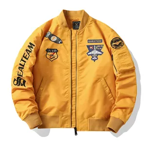 Jaqueta bomber bordada personalizada, 100% poliéster, de cetim, alta qualidade, varsidade