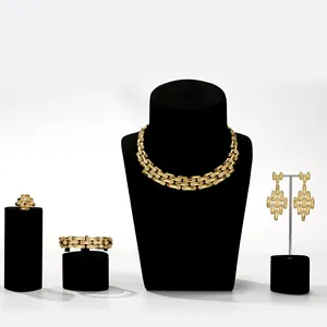 EXITOSO Original Fashion Gold Plated Zircon Jewelry Sets Luxury Dubai Bridal Jewelry Set CZ Crystal