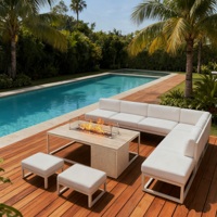 Table de foyer rectangulaire en aluminium de 46 pouces avec kit de brûleur de foyer rectangulaire de 55 000 BTU