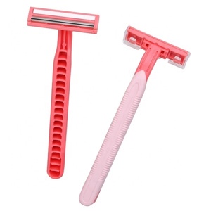 Doppia lama usa e getta rasoio fabbrica prezzo all'ingrosso plastica e gomma manico testa fissa rasoio dritto personalizzato - Product Image 2