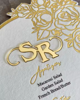 Invitations de mariage de luxe 3D miroir carte initiale personnalisé fleur Rose feuille d'or Menu haute qualité fée Style cartes en papier
