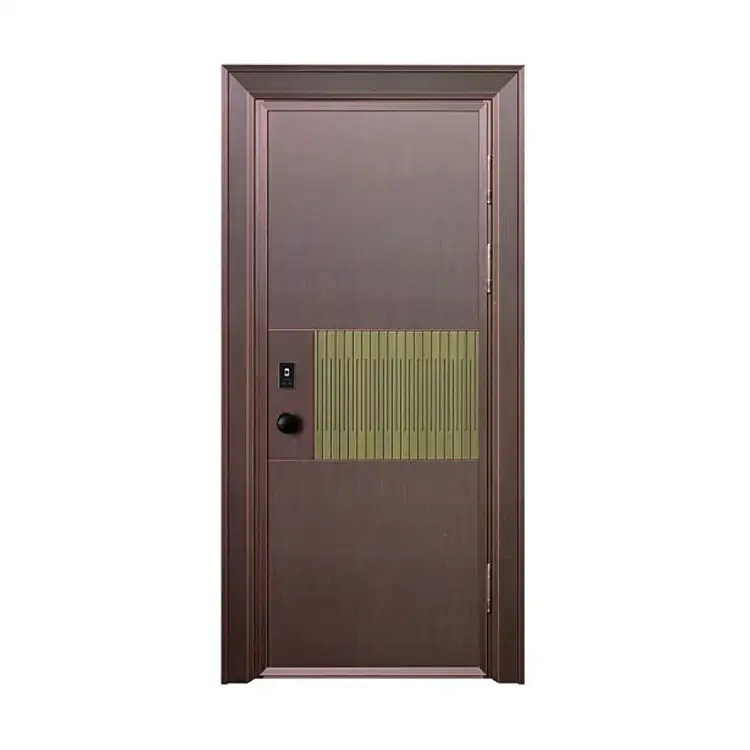 Porta de cobre luxuosa de decoração para casa, porta de metal oposta à casa