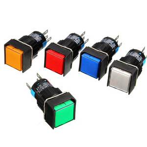 16 mm vuông chiếu sáng kim loại đẩy nút chuyển đổi không thấm nước hoạt động tạm thời 12V Điện áp tối đa 3A tối đa hiện tại 250V Điện áp tối đa - Product Image 2